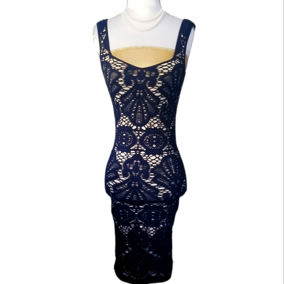 Intimately Free People Black Medallion Crochet Bodycon Dress Size XS - Picture 7 of 14